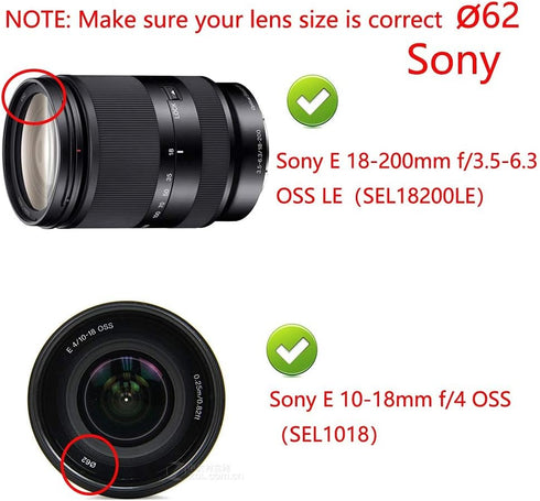 Camera Lens Cap (62mm) fit for TAMRON 18-200mm, for NIKKOR 60mm 105mm f/2.8G, for Sony CX900E AX100E w/ E18-200LEII E10-18 Lens (3 Pack)...