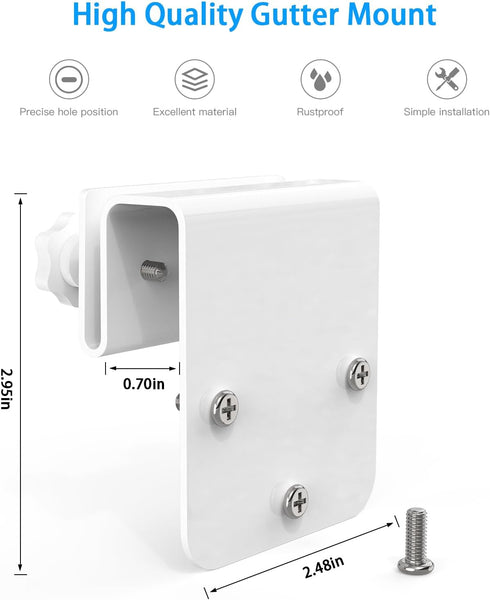 HOLACA Gutter Mount Bracket Compatible with Eufy Security SoloCam S340 Solar Security Camera White...