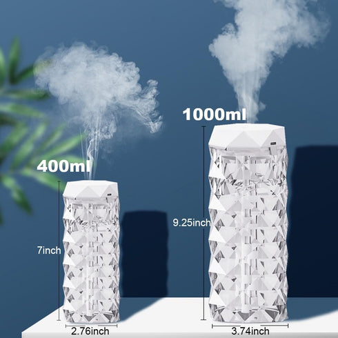 USB Desktop Crystal Humidifier 400ml with 7 Colors LED Night Light, No Noise Suitable for Home, Office, Desk, Bedroom and Babies Room and No Batte...