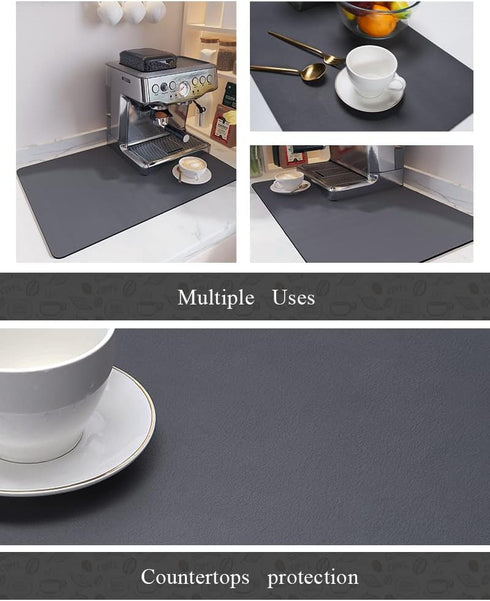 Coffee Mat-Coffee Bar Accessories-No Water Marks Dish Drying Mat-Coffee Bar Mat for Countertops Rubber Backing Bar Mat Under Coffee Maker Machine ...