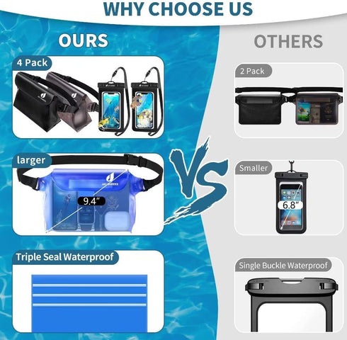 Waterproof Phone Pouch Fanny Pack, Cruise Essentials 4-Piece Set, Waterproof Bag for Beach Vacation Kayak Cruise Accessories,Waterproof Phone Case...