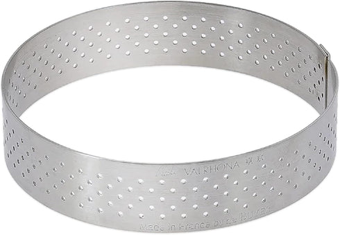 De Buyer PERFORATED TART RING, Round, in Stainless Steel, 0.75" High 9.64", Silver...