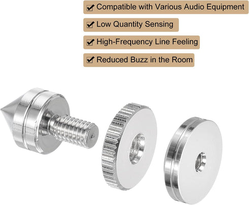 MECCANIXITY 4pcs Silver Speaker Spike Kit Shockproof Adjustable Copper Speaker Spike Isolation with Speaker Spikes Pads Mat,Double-Sided Adhesive ...