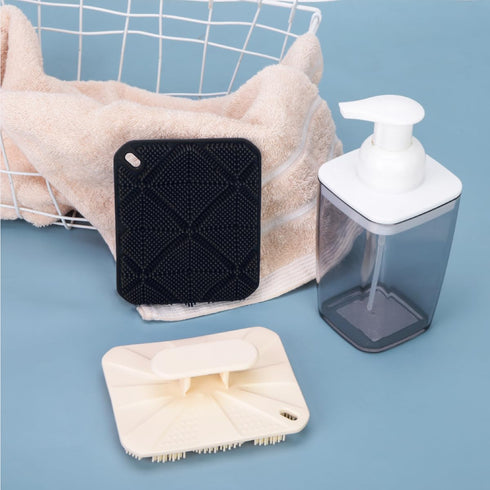 Long Handle Wooden Bath Brush,Shower Body Brush with Loofah Mesh for Skin Exfoliating, Back Sponge Scrubber for Men and Women… (B-Black & Vanilla)...