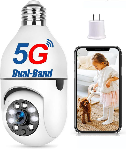 Light Bulb Security Camera 3MP, WiFi 2.4G&5G Security Outdoor &Indoor Camera, Home 360°Surveillance Cam with Motion Detection Alarm Night Vision L...