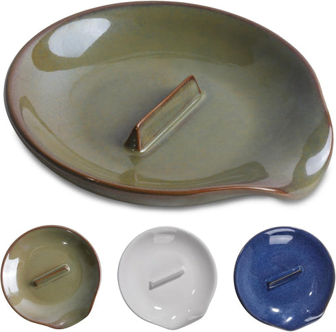 Egg Cracker & Spoon Holder, Spoon Rest for Kitchen, Ceramic Spoon Holder for Stove Top, Cooking Spoon Holder,Heat Resistant Utensil Rest for Count...