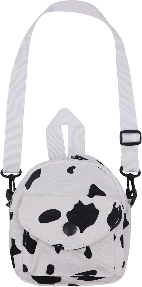 JUMISEE Cute Cow Print Canvas Crossbody Purse Small Cell Phone Bag Shoulder Handbag for Men Women Kids...