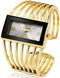 Women Luxury Cuff Bracelet Rectangular Dial Hollow Analog Quartz Wrist Watch for Ladies...
