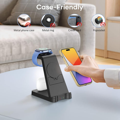 3 in 1 Charging Station for Apple Products - Wireless Charging Station for Multiple Devices - Phone and Watch Charger Stand for iPhone 15/14/13/12...