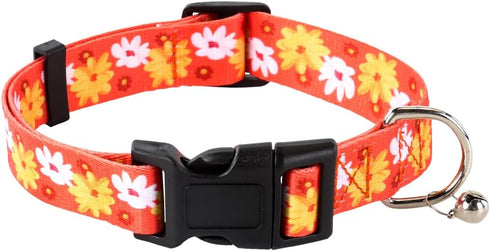 Adjustable Dog Collar with bell-Special Design Patterns, Ultra Comfy Soft Nylon Breathable Pet Collar for Small Medium Large Dogs...