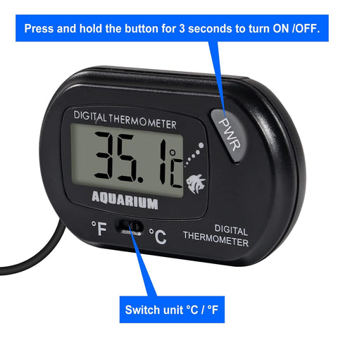 AITRIP 4PCS Digital Aquarium Thermometer, Fish Tank Thermometer, Water Thermometer with Large LCD Display, Reptile Thermometer for Fish Tank Water...