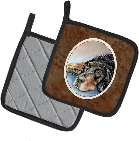 Caroline's Treasures 7062PTHD Gordon Setter Waiting on Mom Pair of Pot Holders Kitchen Heat Resistant Pot Holders Sets Oven Hot Pads for Cooking B...
