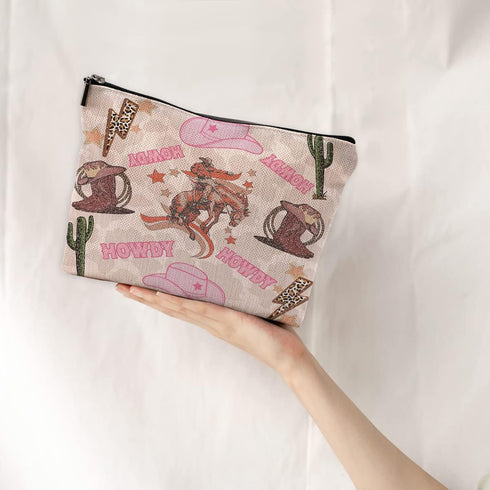 Western Makeup Bag, Hot Pink Makeup Bag,Make Up Bag,Teen Girls Gift,Cowgirl Gifts Western Gifts,Horse Rider Gifts...