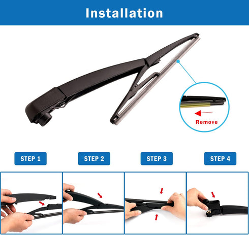 WTI Rear Wiper Arm Blade Set Compatible With Nissan Rogue 2014-2019 / Rogue Sport 2017-2019 / Pathfinder 2013-2019 Rear Windshield Window Wiper Ki...