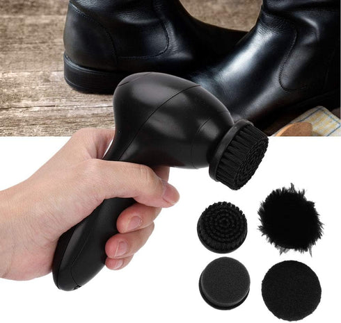 Electric Shoe Polisher with with 4 Brush Heads for Dust Brush Oil Brush Polishing Brush Brighten Brush Handheld Shoe Cleaning Brush Kit for Leathe...