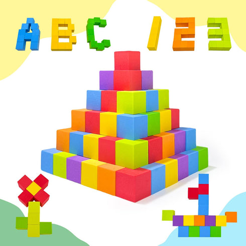 Foam Counting Blocks, 105 Pieces 1 Inch Soft Rainbow Math Counters Cubes, Math Manipulatives Preschool, Classroom Learning Supplies, Stacking Bloc...