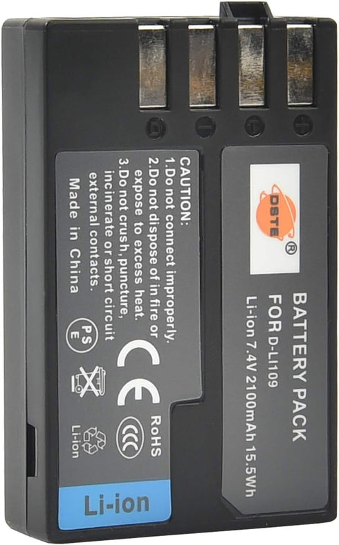 DSTE Replacement for 2X D-Li109 Li-ion Battery Compatible Pentax K-R K-30 K-50 K-500 KR K30 K50 K500 K-S1 K-S2 K-70 Camera...