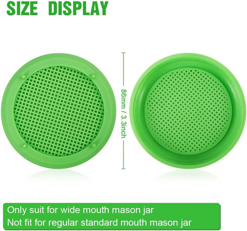 12 Pack Plastic Sprouting Lids for 86mm Wide Mouth Mason Jars, Sprouting Strainer Lid for Canning Jars, Suit for Grow Bean Sprouts, Alfalfa, Salad...