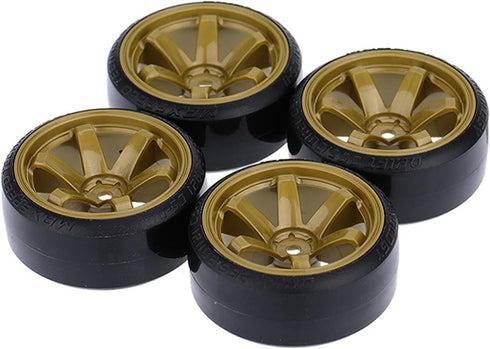 4Pcs 63mm RC Drift Car Tires Hard Tyres Plastic Wheel Rims for 1/10 Traxxas HSP Tamiya HPI Kyosho On-Road Drifting Car Spare Parts (Gold)...