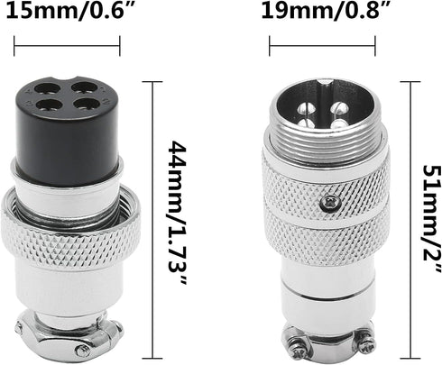 2 Sets Aviation Connector 4P 10A GX20-4 Waterproof Metal Male Female Wire Panel Power Chassis Fittings Connector Aviation Plug Silve...