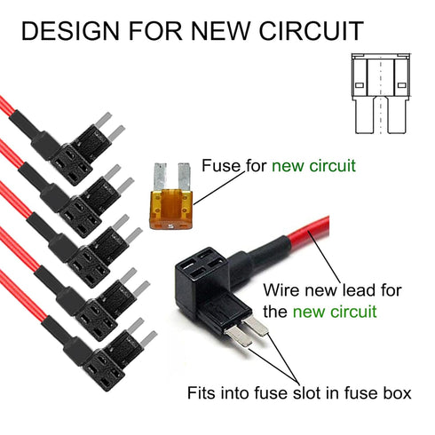 MuHize Micro2 Fuse Tap Adapter Kit - 10 Pack Premium Add-A-Circuit ATR Blade Fuses Holder with 10 Free 5A Fuses | Easy Installation for Car Truck ...
