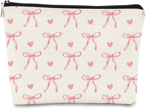 Pink Coquette Bow Aesthetic Makeup Cosmetic Bag, Cute Makeup Bag, Trendy Preppy Makeup Bag, Preppy Stuff, Coquette Stuff, Preppy Gifts, Cute Makeu...