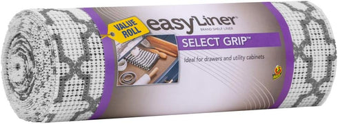 Duck Non-Adhesive Shelf Liner Select Grip EasyLiner, 12-Inch x 20 Feet, Grey Geo...