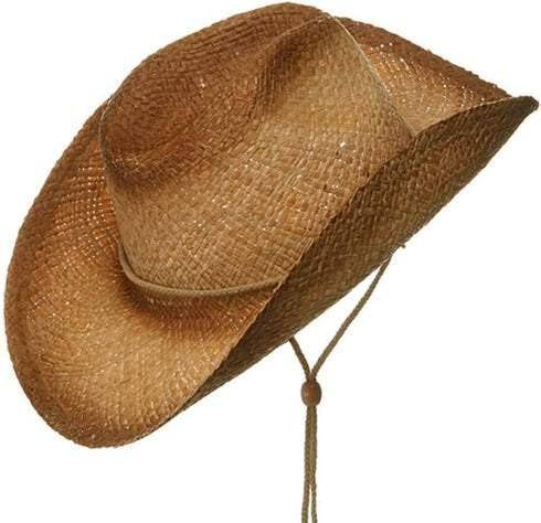 MG Tea Stain Raffia Straw Cowboy Hat (Natural), Natural Tea, Size One Size...