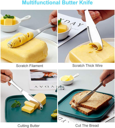The Better Butter Spreader Knife, Butter Knife Spreaders, Stainless Steel Butter Knives Curler, Butter Knifes for Cold Butter Slicer with Holes, B...