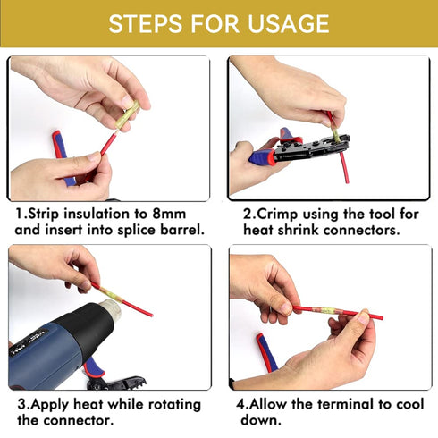 HKS 120 PCS Yellow Heat Shrink Butt Connector 12-10 AWG - Electrical Connectors - Tinned Red Copper 1mm - Automotive Marine Stereo Boat Crimp - Wa...