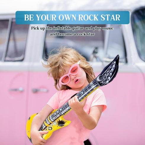 6 Pcs Inflatable Guitars for Parties, 35 Inch Rock Star Guitar, Inflatable Instruments Blow Up Guitars, Rock and Roll Party Photo Booth Props for ...