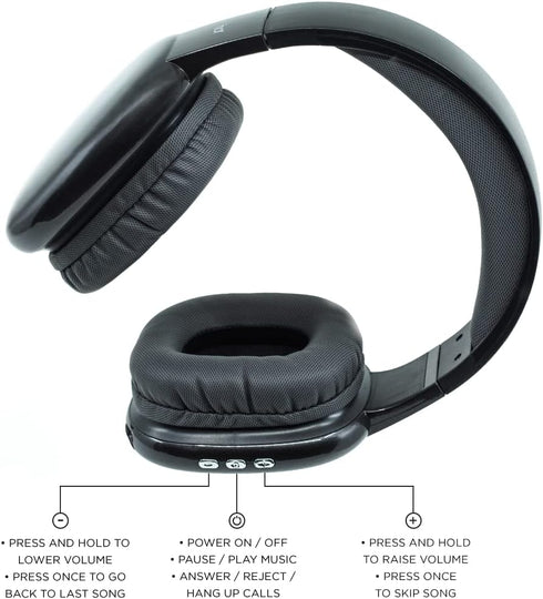 iJoy Ultra Wireless Headphones with Microphone- Rechargeable Over Ear Wireless Bluetooth Headphones with 10Hr Playtime, SD Slot, Backup Wire- Soft...