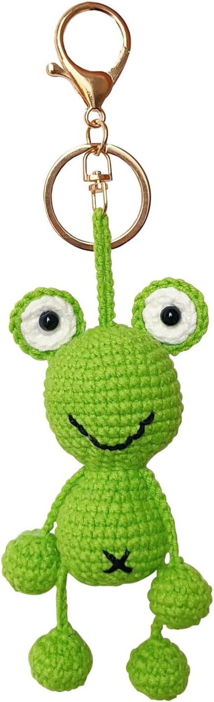 Handmade Cartoon Frog Animal Keychain, 1 Count, Green...