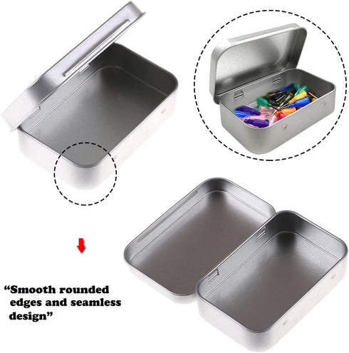 AKOAK 3 Pcs 3.7 x 2.4 x 0.8 Inches Silver Rectangular Empty Hinged Tins Box Containers for First Aid Kit,Survival Kits,Storage,Herbs,Pills,Crafts ...