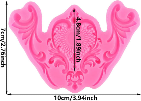 Baroque Fondant Molds Scroll Border Lace Silicone Molds Relief Flower Mold For Cake Decorating Cupcake Topper Chocolate Candy Gum Paste Polymer Cl...