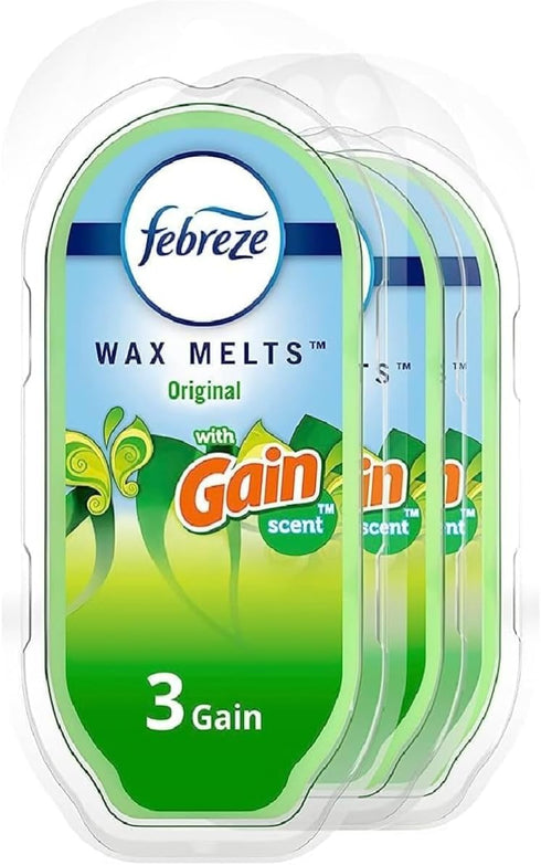 Febreze Original Gain Wax Melts, 3 Packs of 6 Wax Melt Warmer Cubes per Pack, Each pack is 2.5 OZ of Air Freshener...
