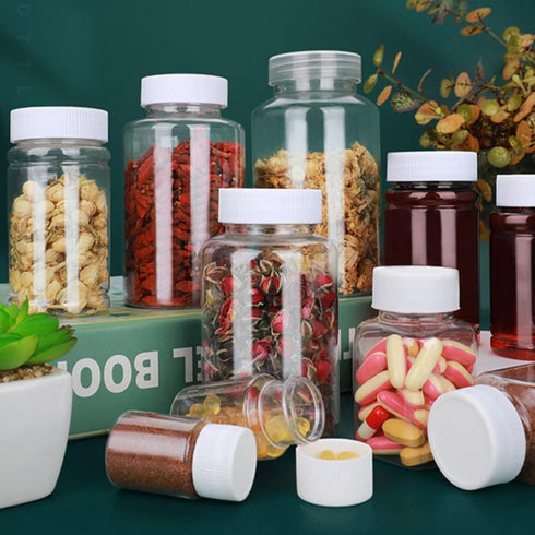 Othmro 10Pcs 5ml Plastic Bottles, Lab Cylindrical Chemical Reagent Bottle, Wide Mouth Laboratory Reagent Bottle, Sample Sealing Liquid Storage Con...