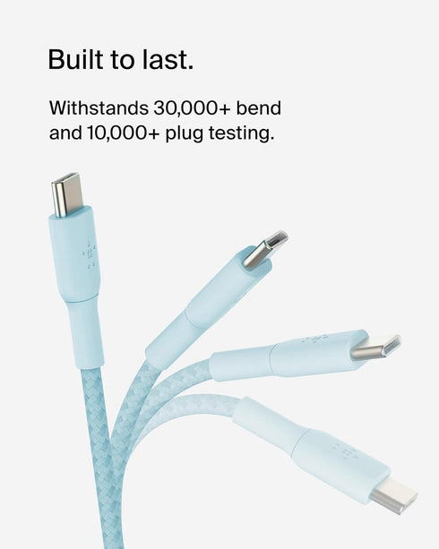 Belkin BoostCharge (2M/6.6ft) Braided USB-C to USB-C Cable for iPhone 15, iPhone 15 Pro, iPhone 15 Pro Max, iPhone 15 Plus, Galaxy S24, S23, Note1...