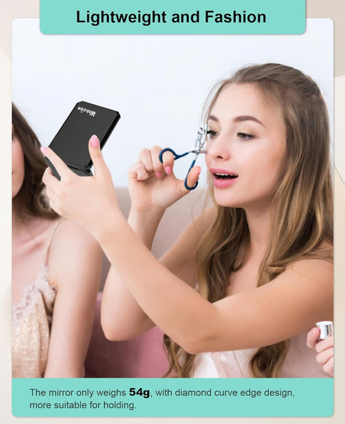 wobsion Small Compact Mirror,1x/2x Travel Magnifying Mirror,2-Sided Handheld Portable Folding Mirror,Mini Makeup Mirror for Purse,Pocket,Gifts,Squ...