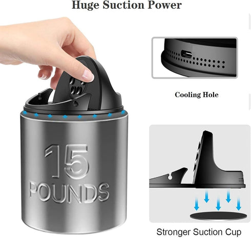ANNSKIN Wireless Car Charger Mount 15W Fast Charging Phone Holder Silicone Anti-Slip Phone Stand Compatible with Smart Phones iPhone Samsung GPS D...
