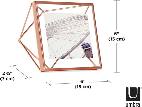 Umbra Prisma Picture Frame, 4 x 4 Photo Display for Desk or Wall, Copper...