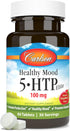 Carlson Healthy Mood 5-HTP Elite 100 mg with Vitamin B6 - Mood Support & Relaxation Supplement - Raspberry Chewable - 60 Tablets...