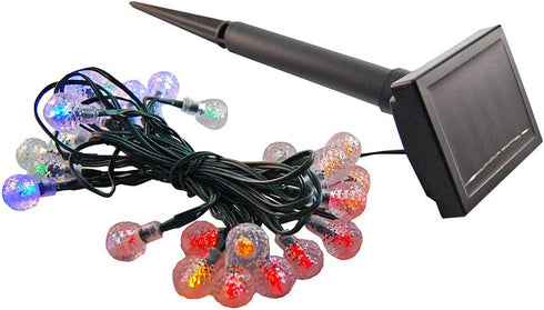LumaBase Solar Powered String Lights with Faceted Balls - Multicolor...
