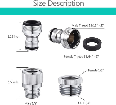 Sink Faucet Quick Connector,Faucet Adapter for Sink Connection Shower Hose/Garden Hose/Portable Washing Machine,Pet Bathing?Chrome....
