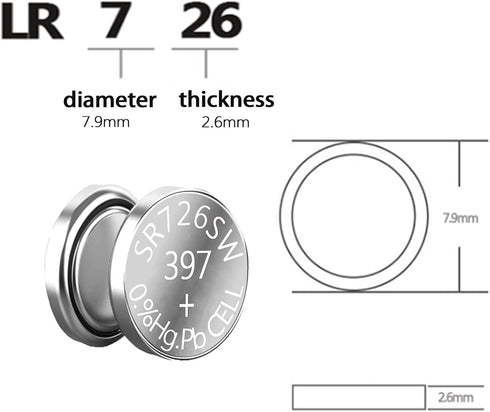 SKOANBE SR726SW 397 1.5V Silver Oxide Watch Battery-10 packs...