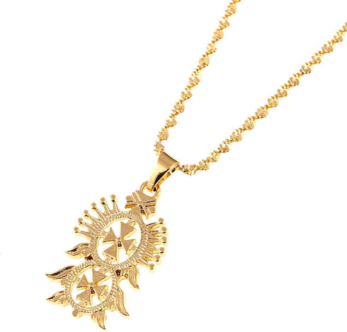 Old Ethiopian Gold Color Cross Pendant Necklaces for Women Men Ethiopian Eritrea Items...