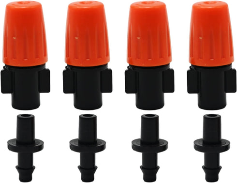50 Pack Adjustable Atomizing Nozzles, 1/4 Inch Drip Irrigation Parts Sprayers Drippers, Drip Irrigation Spray Emitters, for Garden Greenhouse Agri...