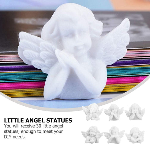 30Pcs Miniature Angel Figurine Mini Angel Statue Resin Embellishments Flatback Beads Charm Ornament Cherubs Angels for DIY Scrapbooking Craft Phon...