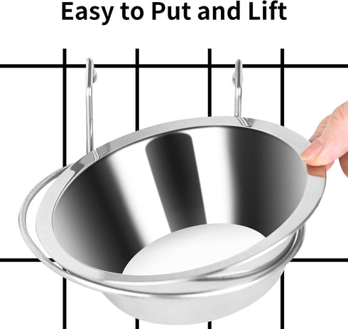 2PCS Kennel Water Bowl Hanging,Stainless Steel Puppy Bowls for Small Dog Cage,Dog Kennel, Dog Crate, Catio Accessories,Dog Crate Water Bowl Dog Di...