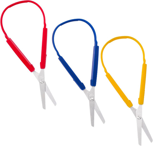 3PCS Scissors Adaptive Toddler Scissors Handle Self-Opening Scissors Cutting Grip Scissor Set Craft Easy-Open Squeeze Handle For Kids Children Adu...